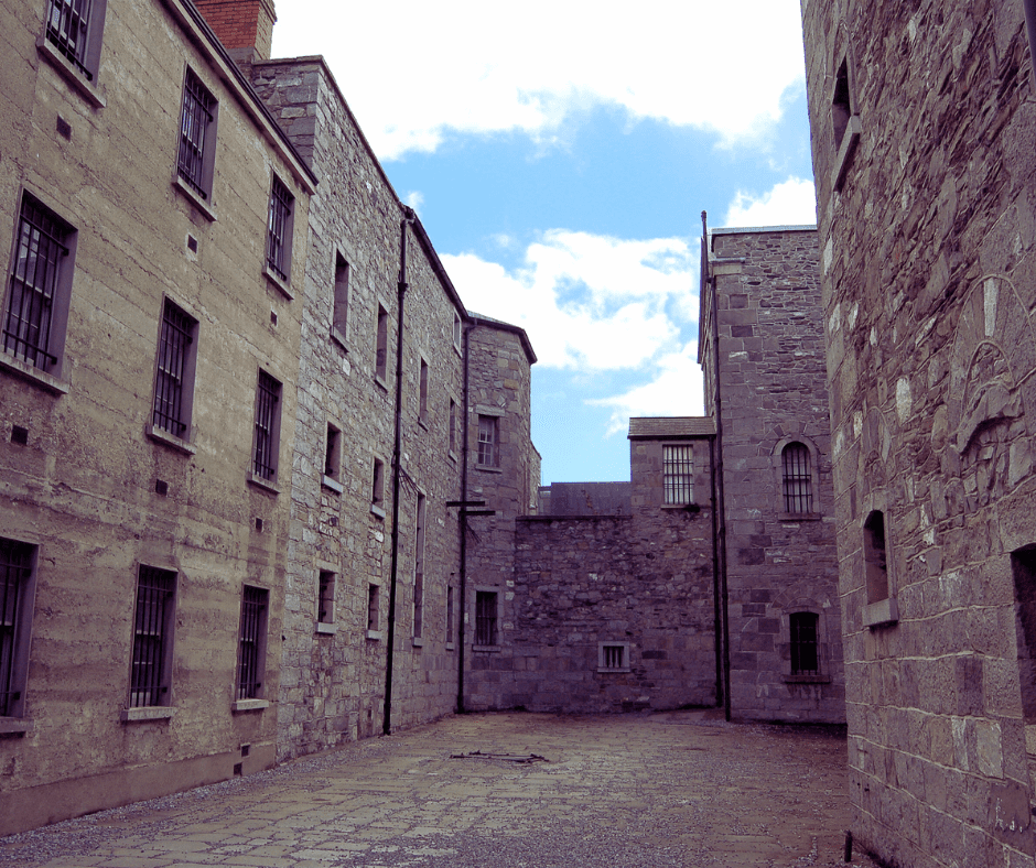 courtyard at the historic Kilmainham Jail--top things to see in Dublin