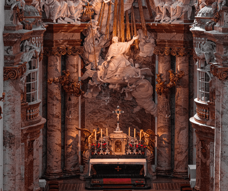 baroque altarpiece in Karlskirche in Vienna, Austria