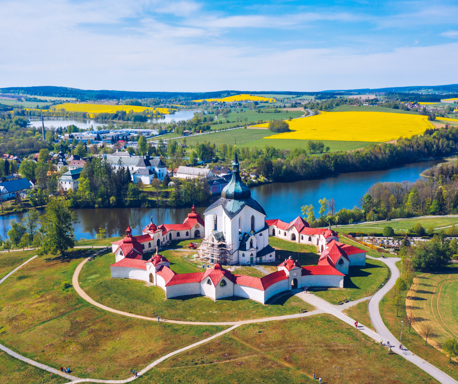 Top view of the church of St. John of Nepomuk. Czech Republic