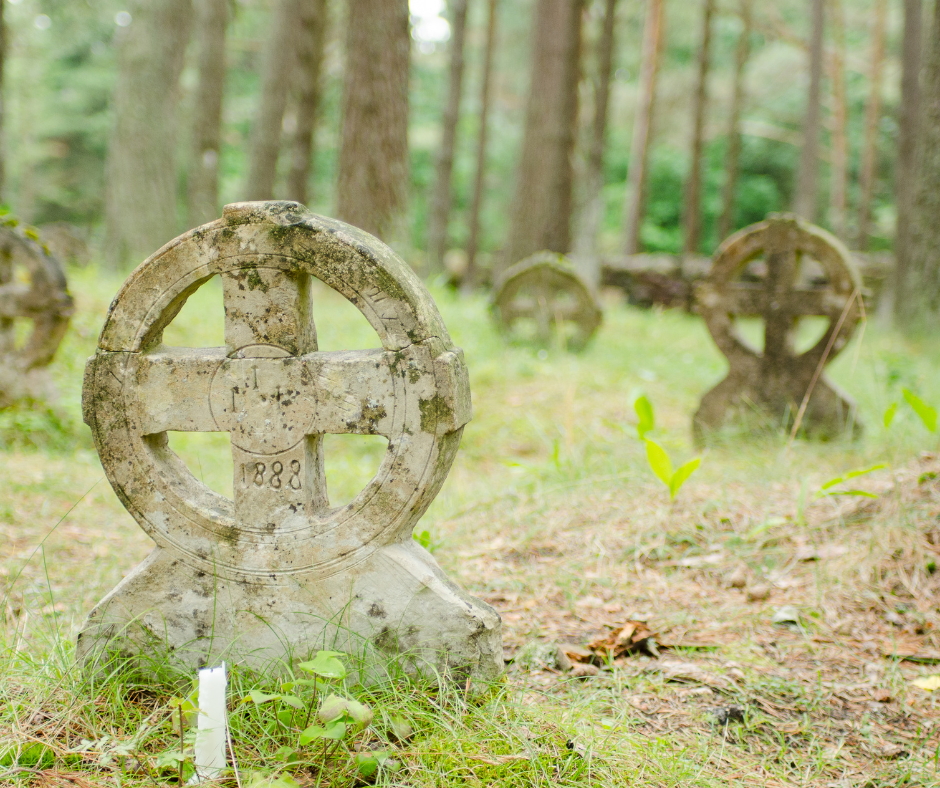 old stone wheel crosses in Vormsi graveyard